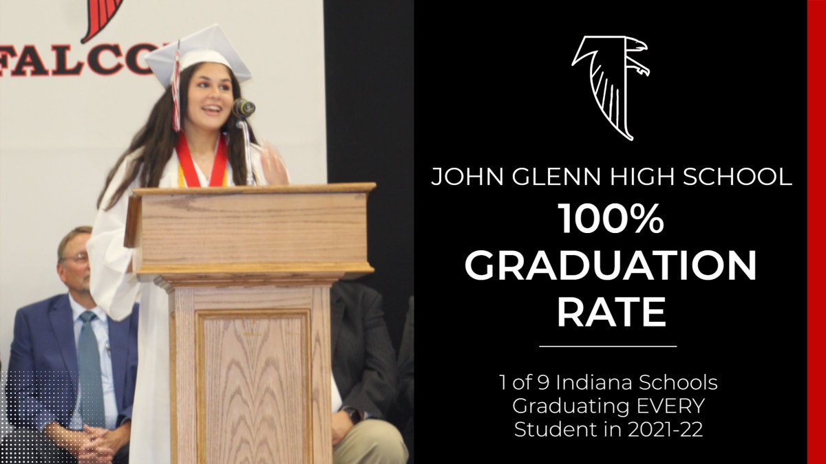 JohnGlennHighS1's tweet photo. John Glenn High School is proud to announce the class 2022 had a graduation rate of 100%. We are extremely proud of the 100% graduation rate. This is a testament to all the students, staff, parents, community members, and all the stakeholders in the John Glenn family. https://t.co/54bd9dIar9