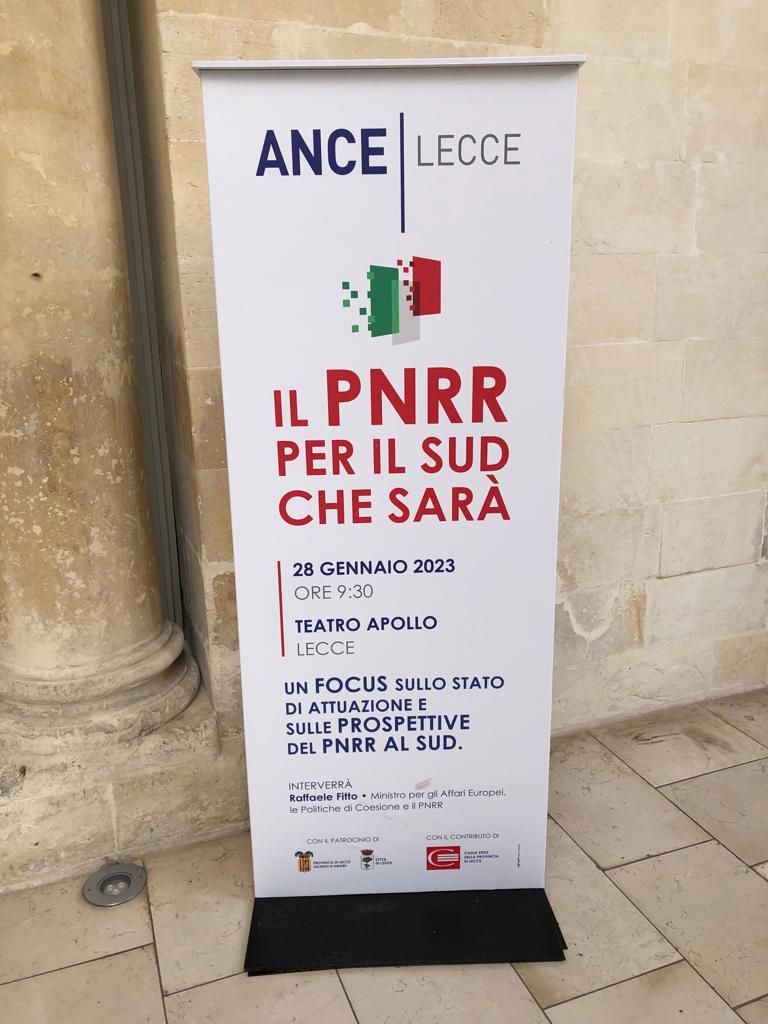 ConfindustriaLe's tweet photo. Il #Pnrr per il #Sud che sarà. Assemblea Pubblica #AnceLecce
Start ore 9.30 Teatro Apollo Lecce con il ministro Raffaele Fitto e la presidente #Ance Federica Brancaccio
@ancenazionale
@RaffaeleFitto
#TeatroApollo
@valentinonicoli https://t.co/ozI3cYtiY1