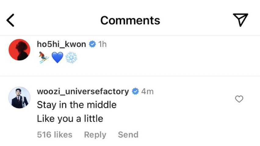 hcwooist's tweet photo. after what felt like years, hoshi and woozi from the kpop group seventeen finally acknowledged each other’s existence again https://t.co/zKR8ohf9A0