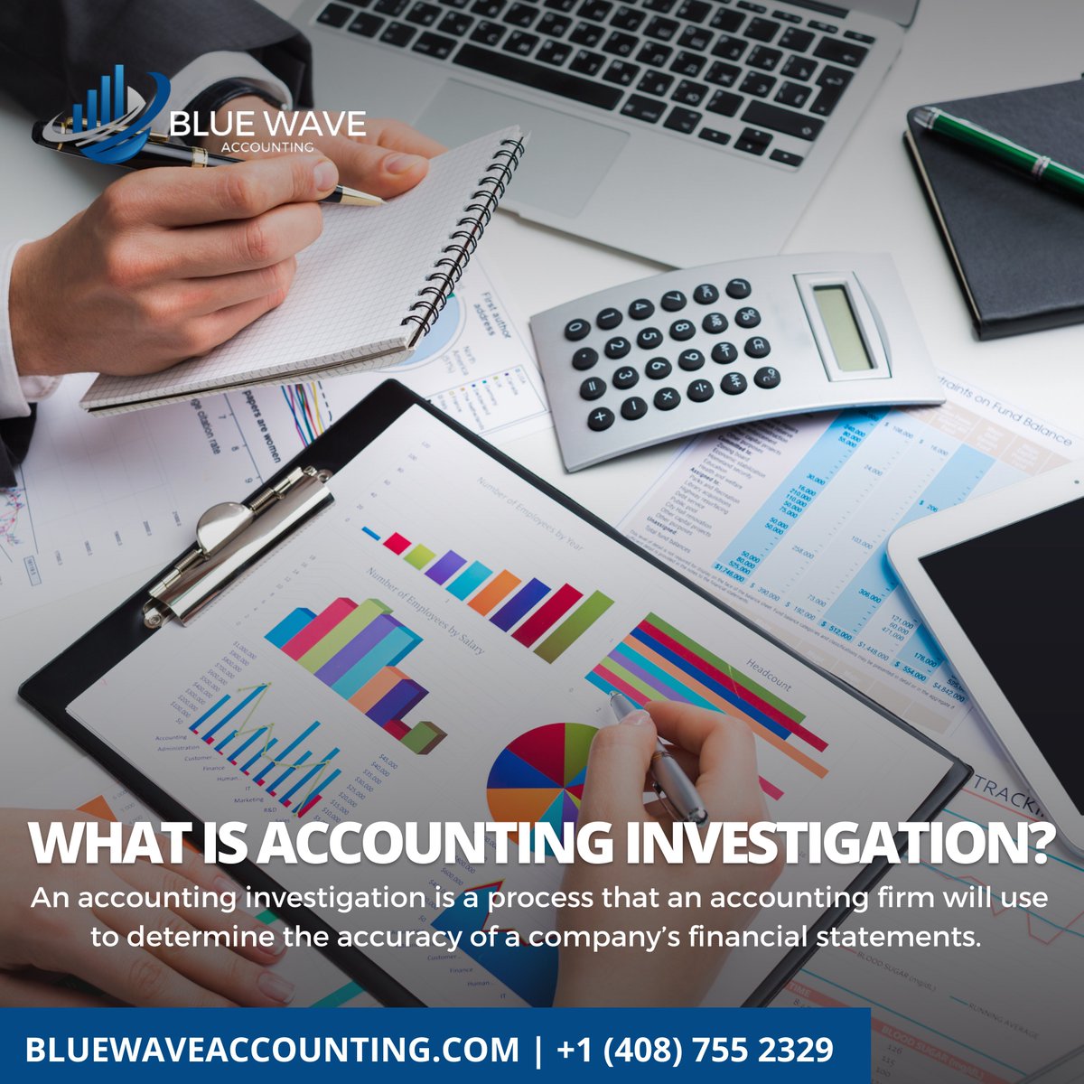 An accounting investigation is a process that an accounting firm will use to determine the accuracy of a company’s financial statements. 

#accountinginvestigation #accounting #accountingservices #bookkeeping #bookkeepers #US #bluwaveaccounting