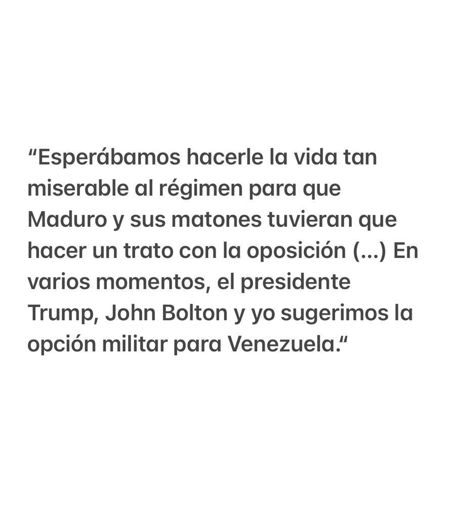 Otra confesión de quien fue Secretario de Estado en la administración Trump: contemplaron invadirnos y financiaron una guerra contra Venezuela contando con la facción subversiva que ha tratado por medios no democráticos alcanzar el poder político ¡Qué descaro! ¡NO LO LOGRARÁN!