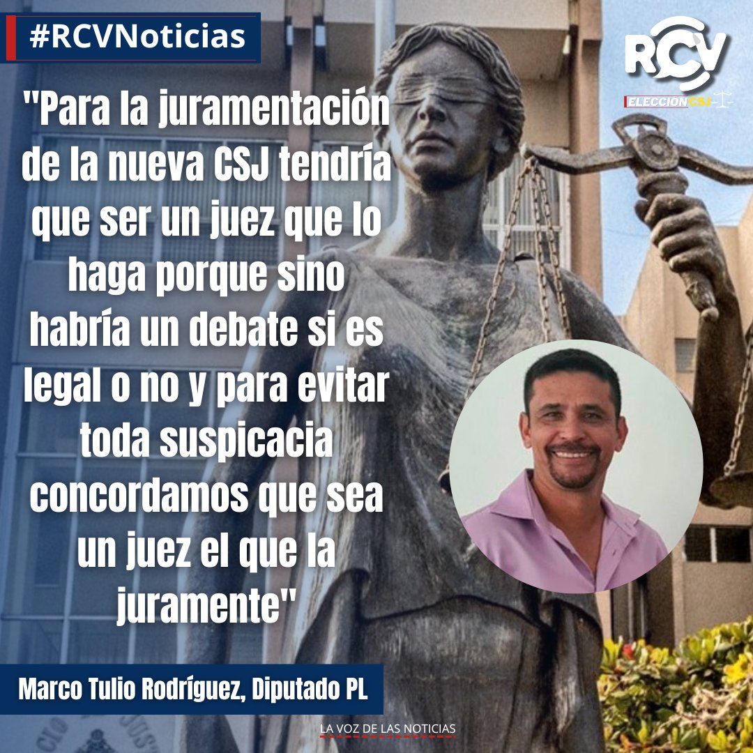 #RCVNoticias

⬇️ "Para evitar toda suspicacia la nueva #CSJ debería de ser juramentaba por un Juez", Marco Tulio Rodríguez, Diputado PL