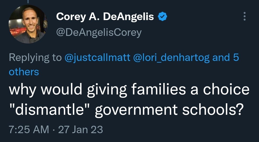 Corey A. DeAngelis, school choice evangelist tweet media