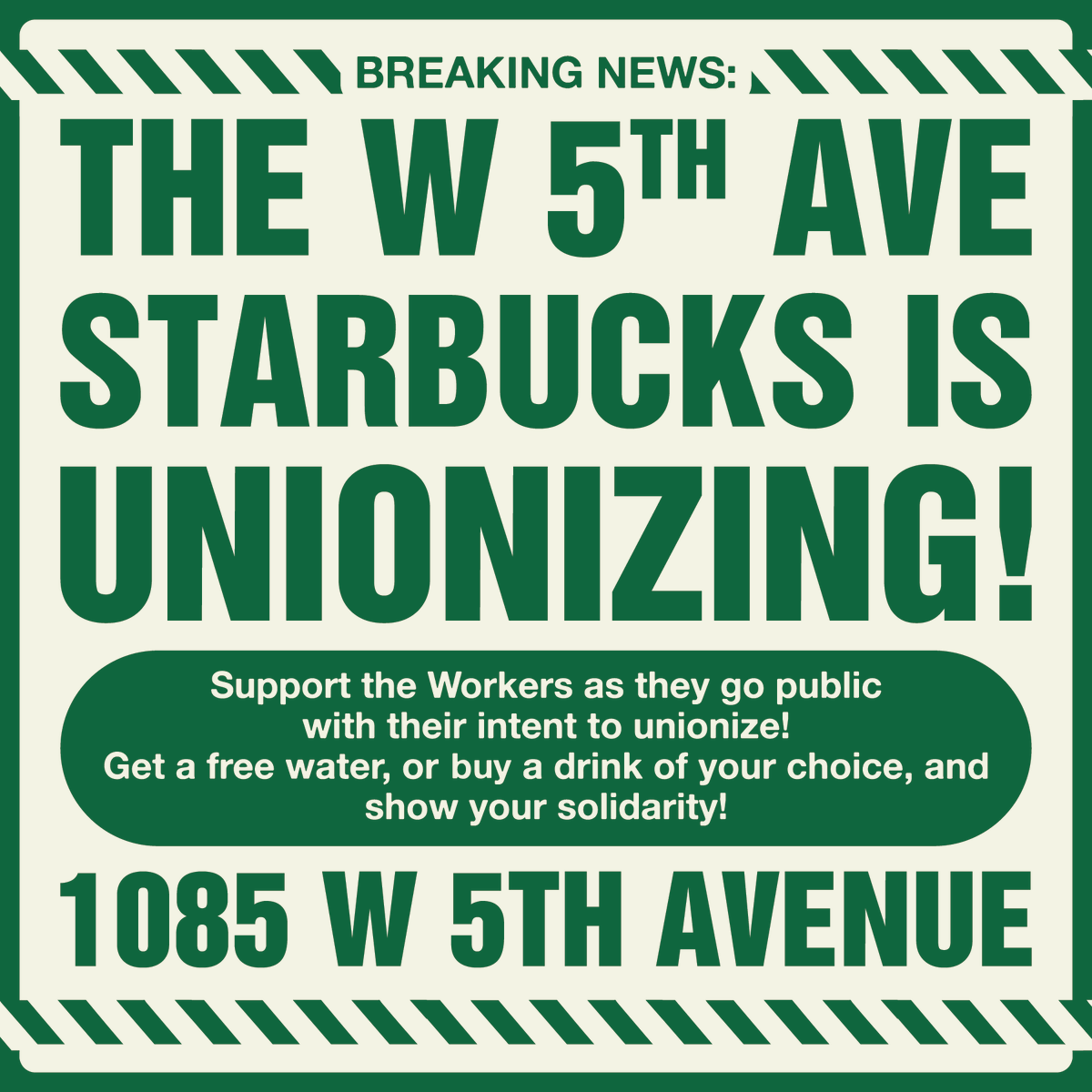 Columbus_DSA's tweet photo. Grandview's Starbucks on W 5th Avenue is our FOURTH local unionizing Starbucks! Stop in and make sure to order something #unionstrong to show your support! https://t.co/IDP2mEVV5Y