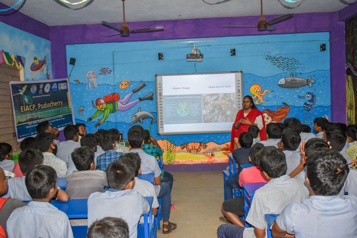 eiacphubpdy's tweet photo. Puducherry EIACP Hub organized &amp; conducted a mass awareness campaign on #MissionLiFE at Thiru V. Kalyana Sundaranar Govt High School, Arumparthapuram on 27.01.2023. Around 100 Students were participated. 
#ChooseLiFE #ProPlanetPeople #EIACP #MoEFCC 
@moefcc https://t.co/SFGGgCDRD1