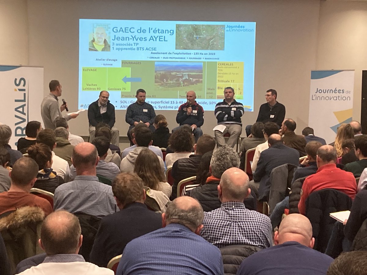 Journée de l’innovation à Lyon, nos agriculteurs engagés témoignent des adaptations effectués sur leur exploitation face aux aléas climatiques : Jean-Yves AYEL (moyenne montagne - Auvergne) et Jérôme MARTIN (plaine de L’Ain - Rhone Alpes) : diversification, protéines/blé de force