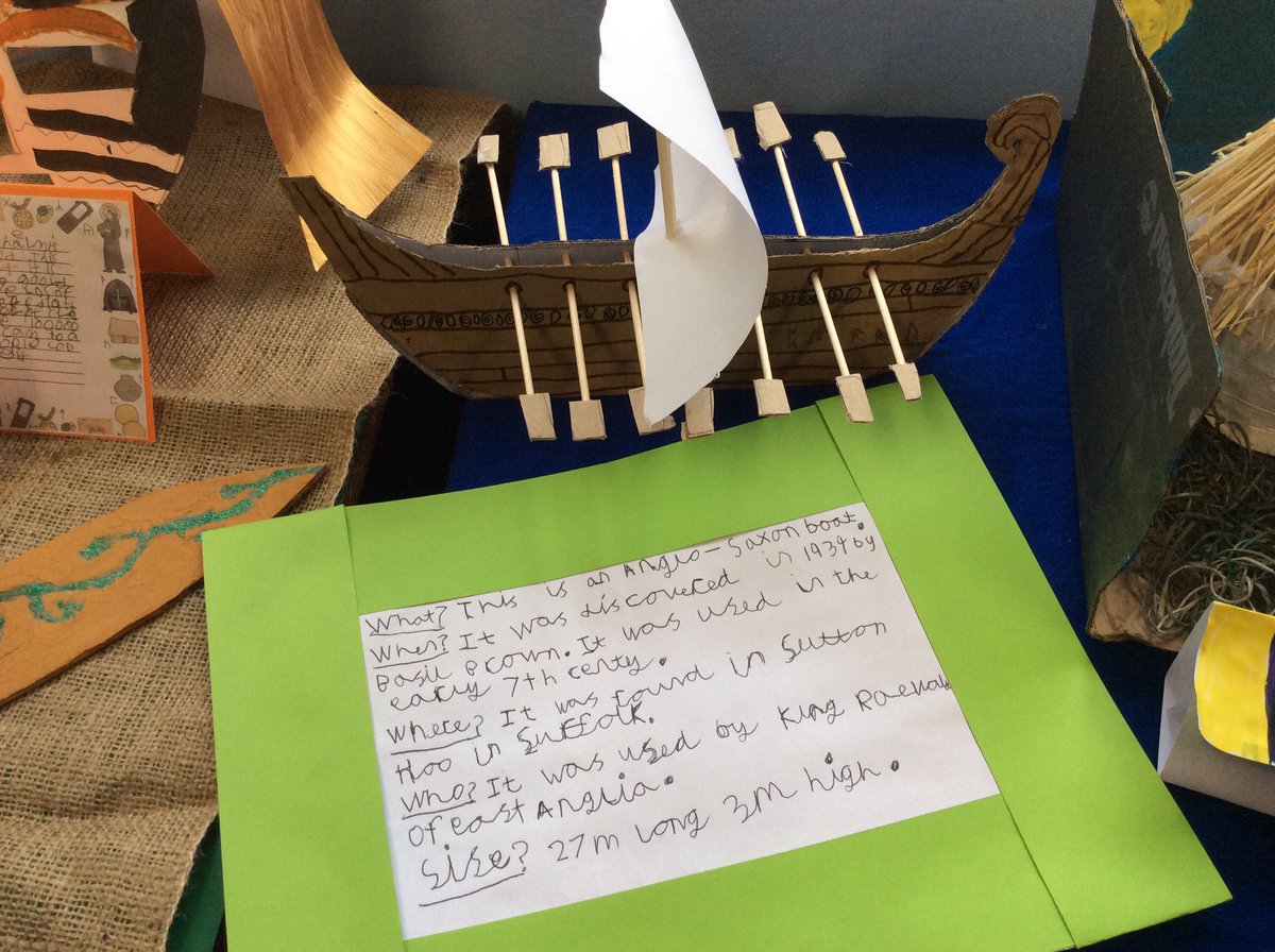 Fabulous pop-up Sutton Hoo Exhibition in Year 4 this afternoon as part of their home learning for their project, How have we benefited from the Anglo-Saxon Legacy? Amazing artefacts -Well done Year 4!