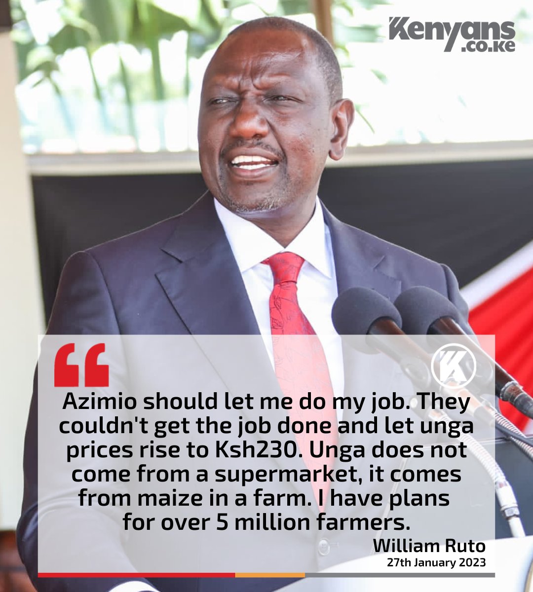 Kenyans's tweet photo. Unga does not come from a supermarket, it comes from maize in a farm - President Ruto https://t.co/gvj3BSHSPj