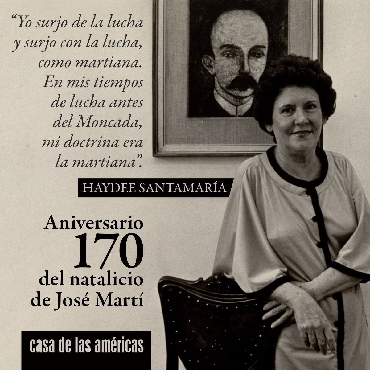 CasAmericas's tweet photo. ‼️La presidenta fundadora de la @CasAmericas, Haydee Santamaría, siempre mantuvo un marcado interés por el pensamiento y la obra de José Martí, cuya lectura la acompañó desde muy temprano y fue esencial en su formación intelectual y política. @JuvenilMartiano @CentroMartianos https://t.co/cNZrVuma5F