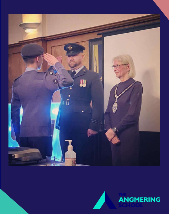 HeadteacherTAS's tweet photo. The Angmering School pupil Charlie Wiltshire receiving his progress awards at his Air Cadets just before Christmas 2022. Charlie has a big ambition to join the RAF when he is older and is working towards his next steps in the cadets.
Well done Charlie! https://t.co/EPqCPjMxQ8