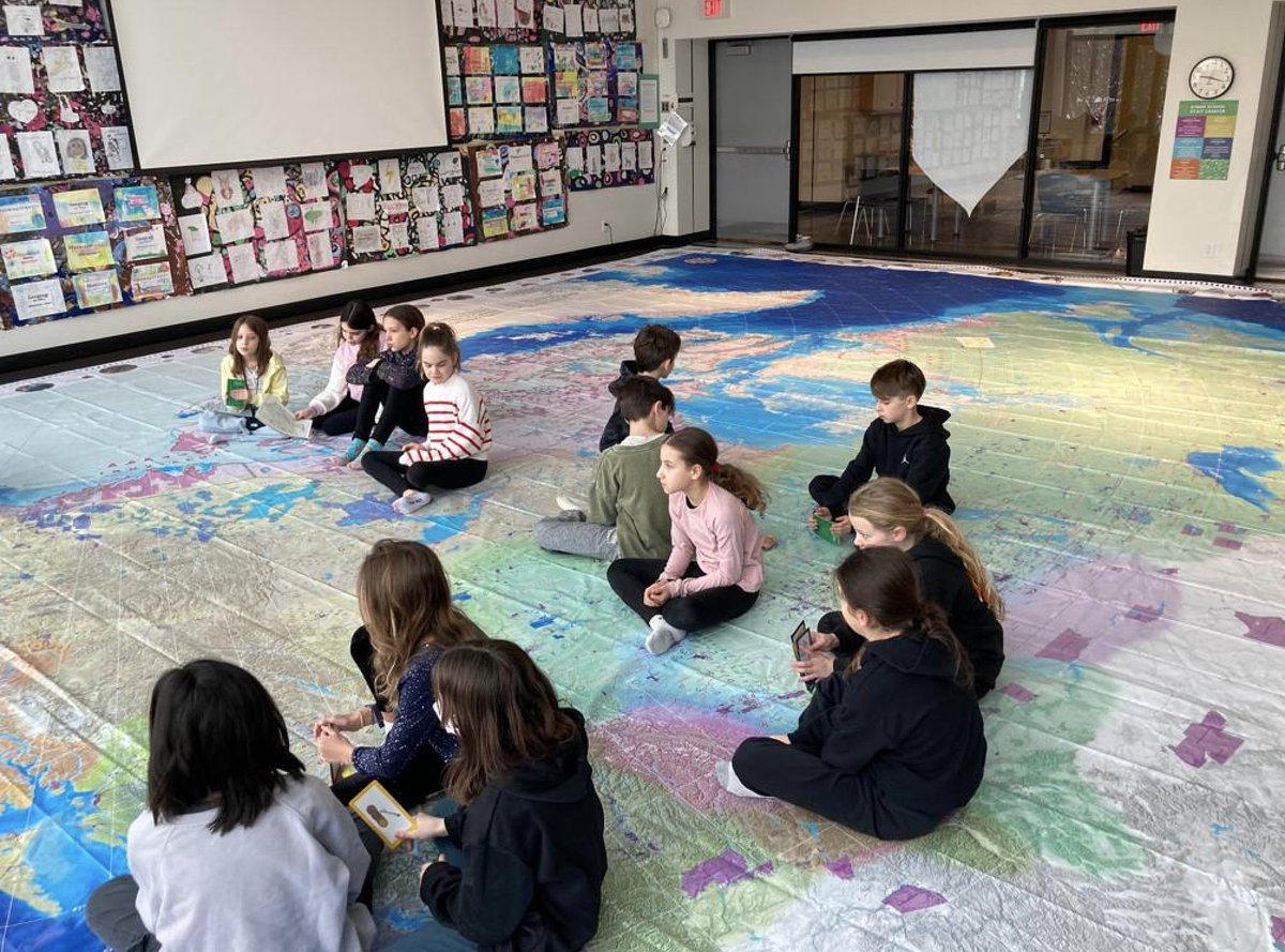 MrsLaschowski's tweet image. We are thankful to @theyorkschool Annual Fund for purchasing the Indigenous Peoples Atlas of Canada Floor Map from @CanGeoEdu. It is an amazing resource for students to make connections to our UOI! #yorklearns
