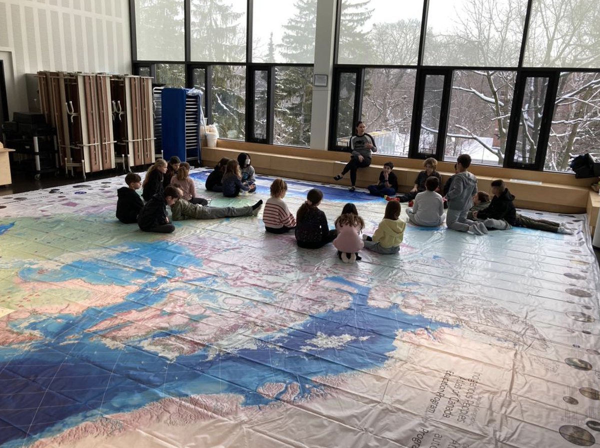 MrsLaschowski's tweet image. We are thankful to @theyorkschool Annual Fund for purchasing the Indigenous Peoples Atlas of Canada Floor Map from @CanGeoEdu. It is an amazing resource for students to make connections to our UOI! #yorklearns