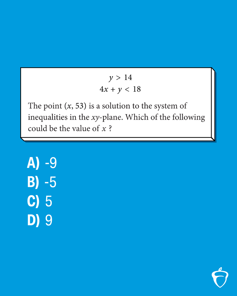 Reply with your answer to this #SATPractice question, and we'll post the right one later today!