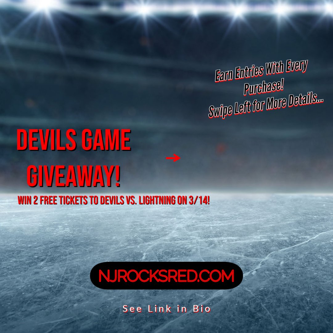 NJRocksRed's tweet photo. So excited to announce our first Giveaway!

An opportunity to win 2 Free Devils tickets with every purchase!

Visit the link in our bio to shop the website now

Good luck and thank you to all for your support! ❤️

LGD https://t.co/irJrpra2Cn