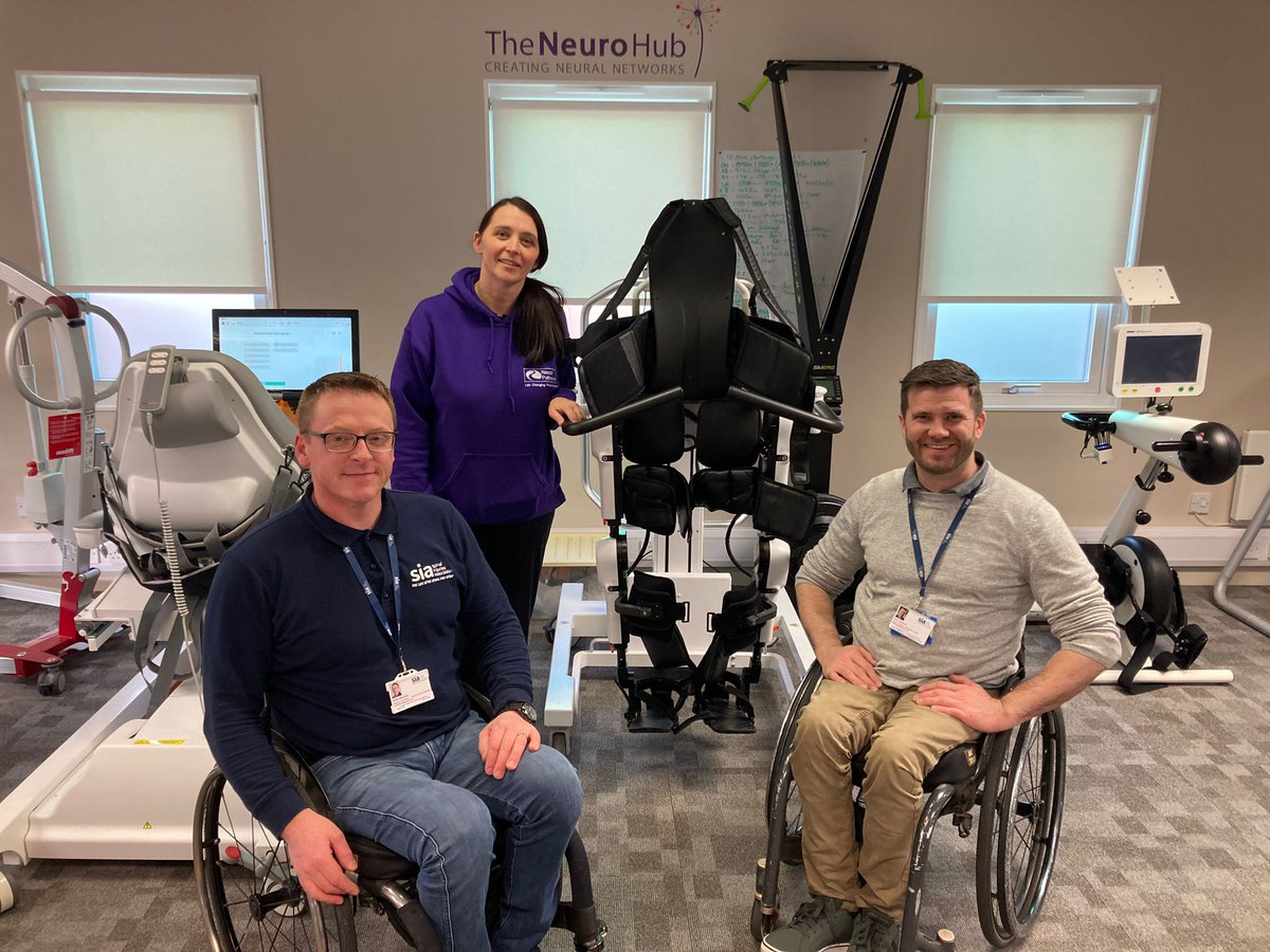 NPrehab's tweet photo. It's been a busy week at Neural Pathways HQ - today we welcomed Andy and Gary from @spinalinjuries to the Neuro Hub where they got to see first hand the kit and services we provide #neurorehab #TeamPurple  #spinalrehab #TBI #SCI https://t.co/DainjsNCDV