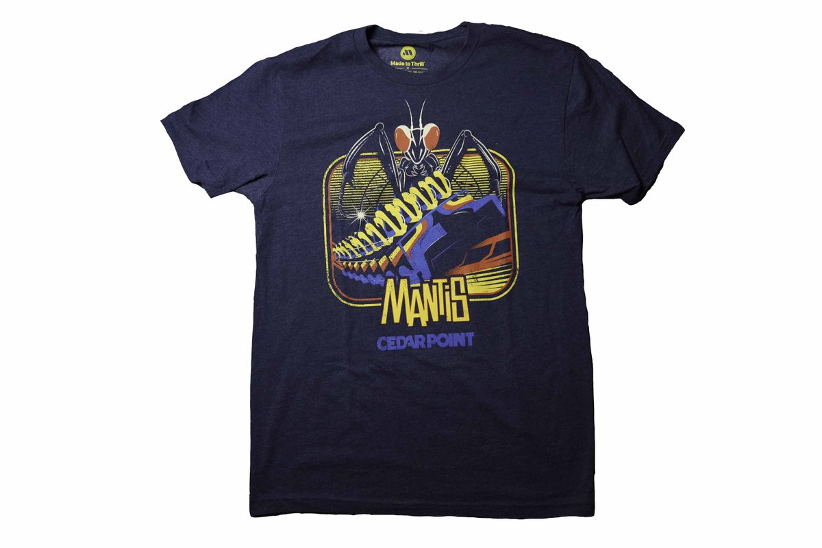 cedarpoint's tweet photo. 🔴 MANTIS COLLECTION DROP! 🟡

This former iconic stand-up coaster can now be added to your Cedar Point collection!

The merch drop includes a @madetothrill poster, tee, Nanocoaster and MORE! 

Only in our online shop 👉 https://t.co/urdz99qFMK https://t.co/IcLt71hbsc