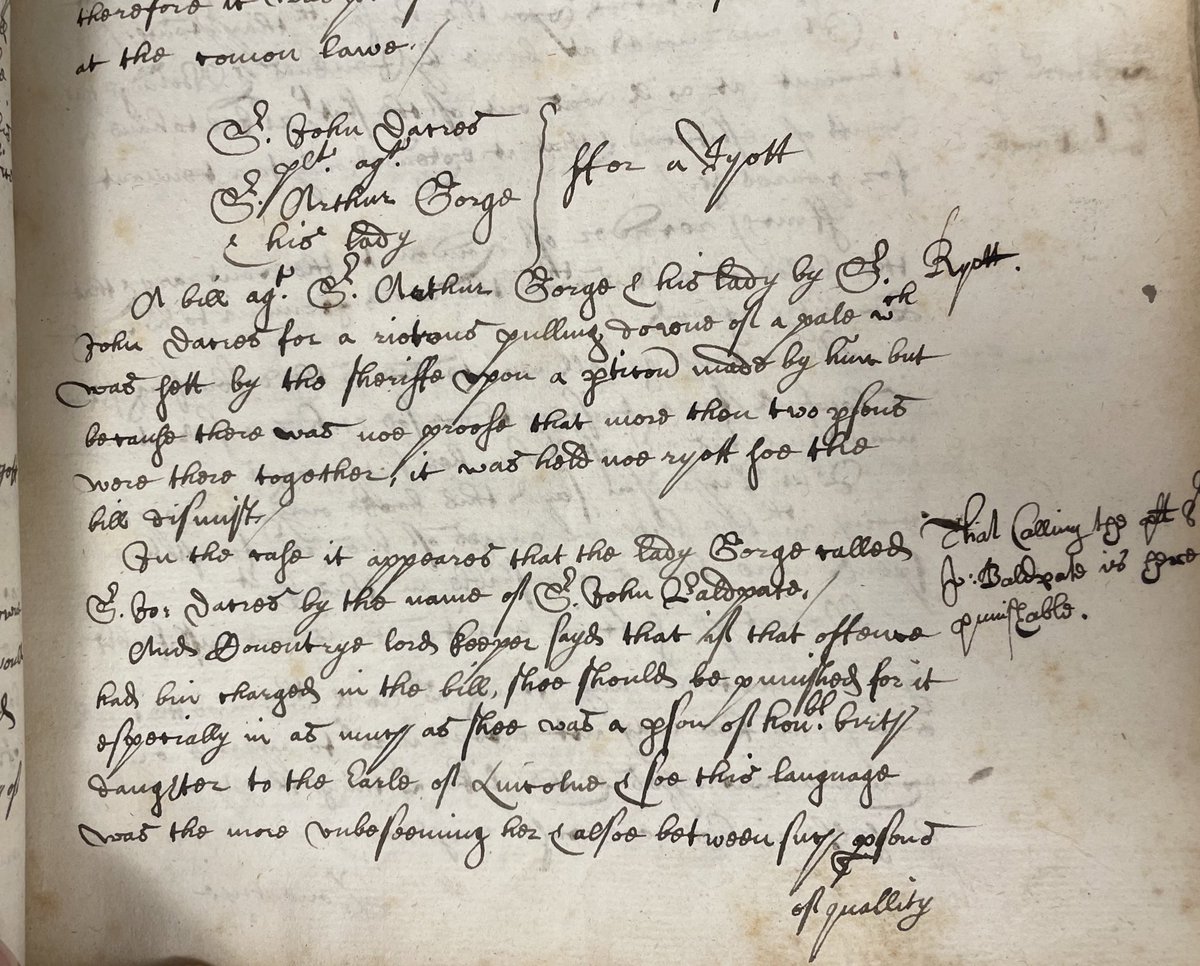 SocialHistoryOx's tweet photo. One of the lesser known critical moments in English legal history: Lord Keeper Coventry says that it is indeed an offence for a lady to call someone ‘Sir John Baldpate’, Michaelmas Term 1627. https://t.co/q1E4m2eQJG