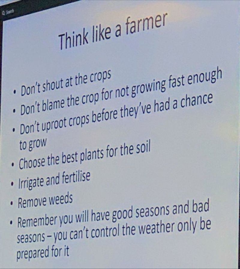 Michael Gilbert, Founder of Semios (@mginvan) on Twitter photo Love this list — what leaders can learn from farmer👇
I'd add:
- Eat what you grow.
- Don't deplete your soil. It's the foundation of everything.
- The real work begins after the harvest.
Anything else?
via <a href="/briansolis/">Brian Solis</a> Love this list — what leaders can learn from farmer👇
I'd add:
- Eat what you grow.
- Don't deplete your soil. It's the foundation of everything.
- The real work begins after the harvest.
Anything else?
via <a href="/briansolis/">Brian Solis</a>