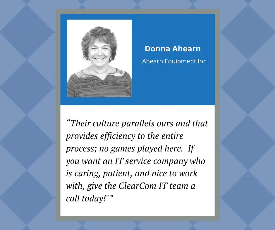 ClearComIT's tweet image. &quot;I love the company culture at ClearCom IT!&quot;
Read what our clients say about working with us at buff.ly/3R39OqQ

#clientpraise #smallbusinessITsupport #manageditservices