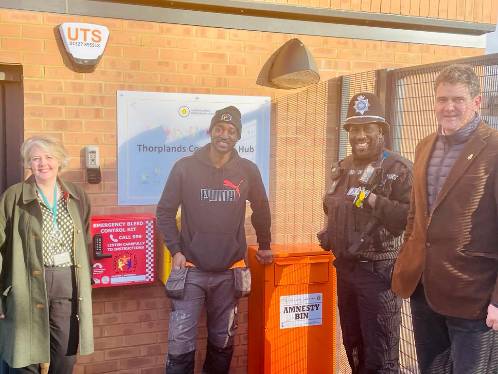 NNOffTheStreets's tweet photo. 24hr access bleed control kit and the 1st knife amnesty bin installed in Northampton at Thorplands Community Hub https://t.co/MvM1pPFoVc