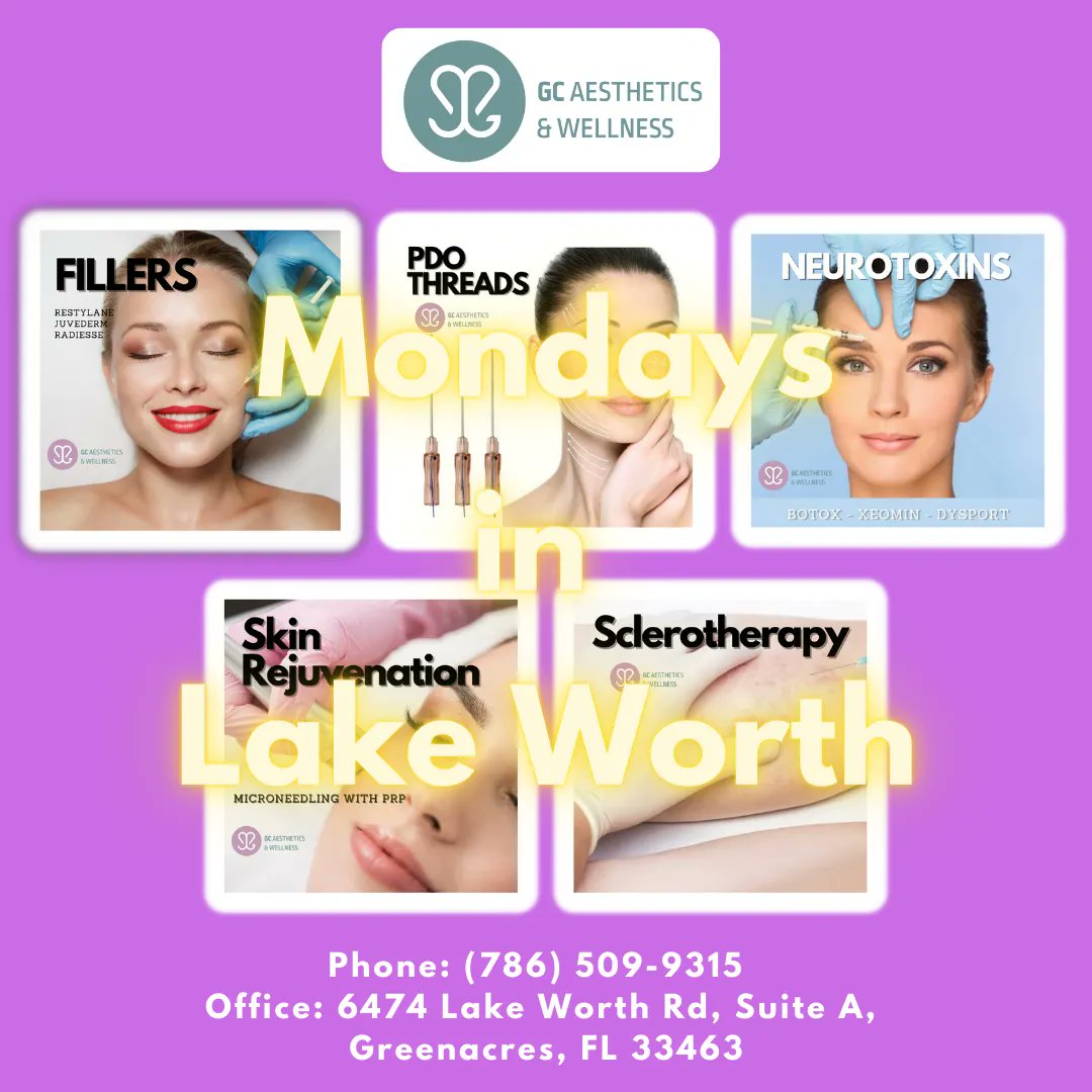 Twitter
Offering Services in Lake Worth
Phone: (786) 509-9315
Office: 6474 Lake Worth Rd, Suite A, Greenacres, FL 33463
#antiaging #reverseaging #fillers #botoxinjections #botox #lipfillers #lipplump #lipinjections #chinfiller #westpalmbeach #palmbeach #loxahatchee #greenacres