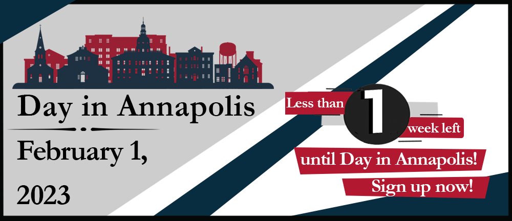 Time’s running out to join MBA’s first in-person Day in Annapolis in almost three years! Get a chance to meet with your elected official and advocate for a strong and healthy banking industry. 
 
Sign up now and see the legislative process in action: ow.ly/eZPl50MC7JJ