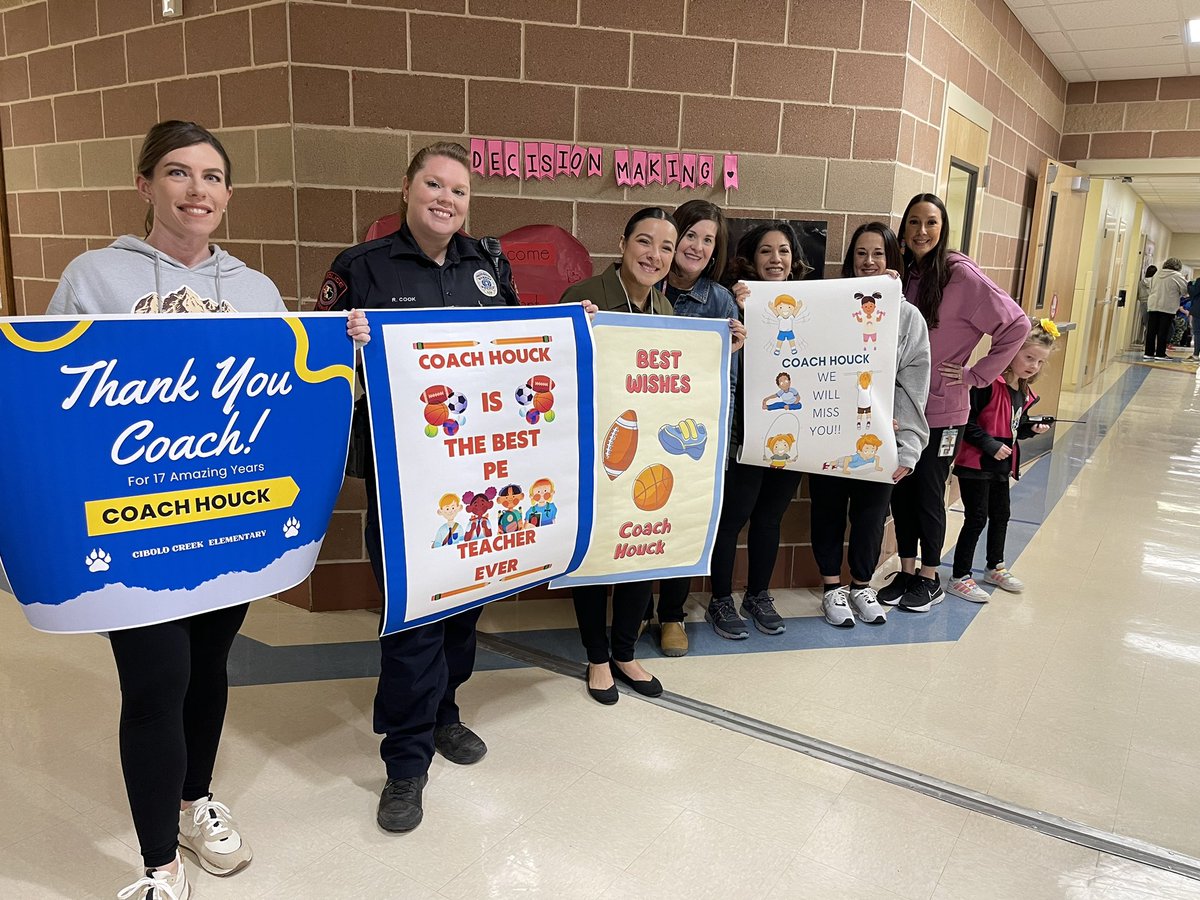 GosdinSteph's tweet photo. You will be missed Coach! Thank you for all of the countless student lives you made a positive impact on here❤️ #everycubcounts @CiboloCreekES @BoerneISD @CiboloCreekPTO https://t.co/dIKQhAAD3f