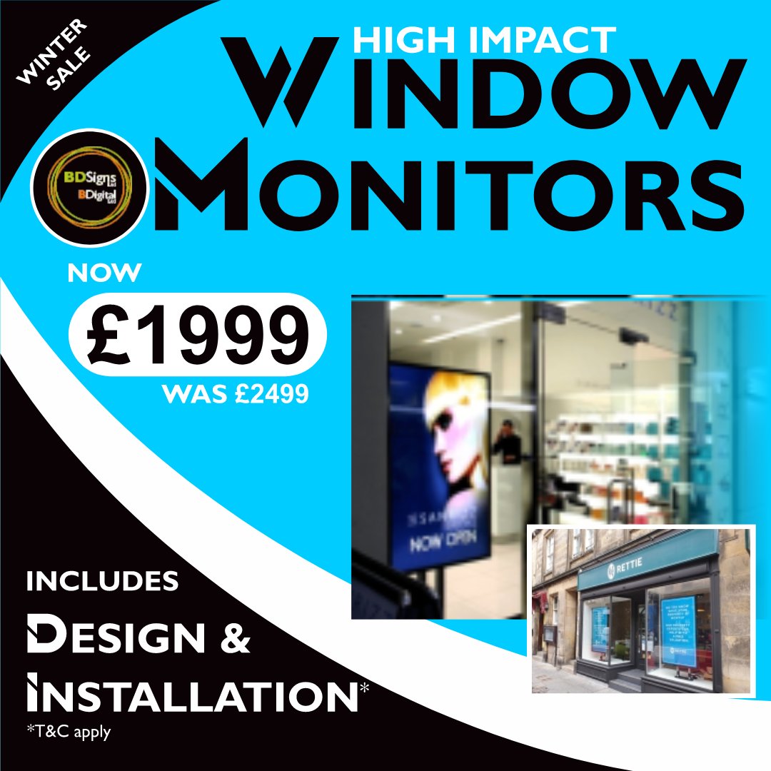 SignsBd's tweet image. Winter Sale! Save up to £500 on our #digitalsystems!

Don't miss our great prices on #windowmonitors, #menusystems and #videowalls, including design and installation.

Call 0115 979 4330 to get started!

#digitalsigns #digitalmenus #digitalscreens #digitalmenuscreens #menuscreens