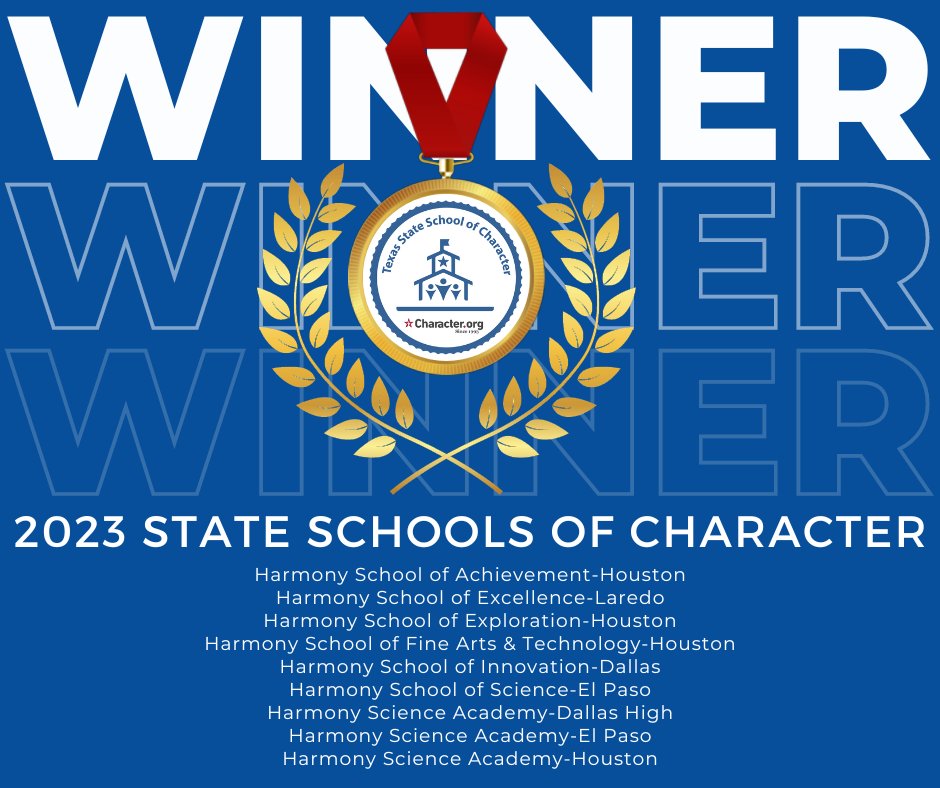BREAKING NEWS! Harmony Public Schools has won nine State School of Character awards, the most of any school system in Texas!  

Learn More:  harmonytx.org/story?=harmony…