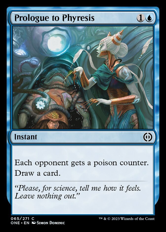 ModeratelyMtg's tweet photo. I loved that the conversation about poison counters turned from "we need to change commander rules" to "y'all mfers are dead" with just one blue, common boi https://t.co/8tA3PP2E2U