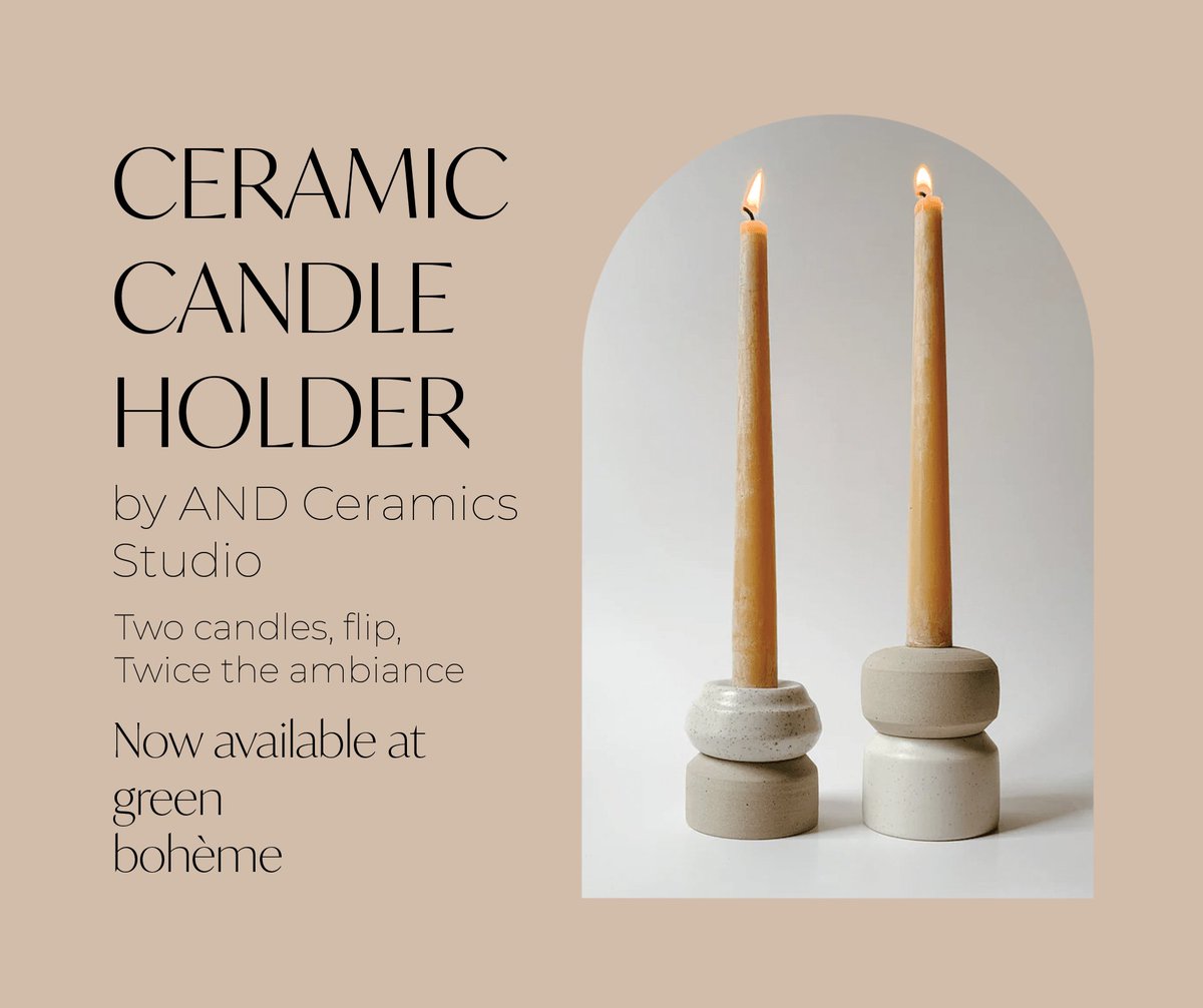 Ceramic Candle Holder Duo by AND Ceramic Studio - Enjoy the beauty and versatility of AND Ceramics handcrafted two-in-one taper and tea light candle holders. 
#CandleMoods #HandcraftedElegance #SculpturalDesign #OneOfAKindCandleHolders  #greenbohème #sustainabledesign