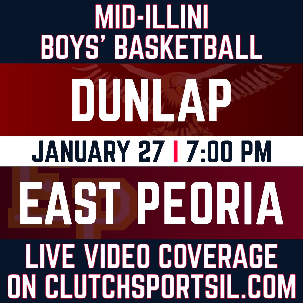 🚨 GAMEDAY ANNOUNCEMENT 

Get ready for some Friday night hoops in the Mid-Illini. Tonight, Dunlap heads to East Peoria for a 7 PM tip-off!

All the action live and for free on ClutchSportsIL.com !

#ClutchUp