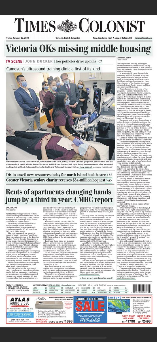 Front pages are still fun! Great photo and story about the @Camosun and @VanIslandHealth ultrasound clinic ;) #bcpse