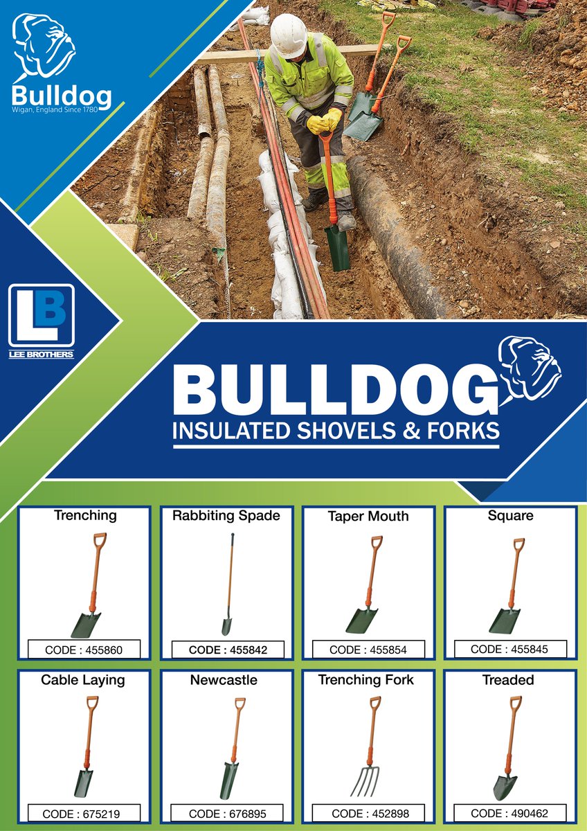 Why not try our new range of Bulldog insulated shovels and forks.
Perfect for any job big or small.

Find more information on our website and the range we have to offer at lnkd.in/eNeEfVjs or get in contact today via the number: 0121 567 4111

#bulldog #spades #job #forks