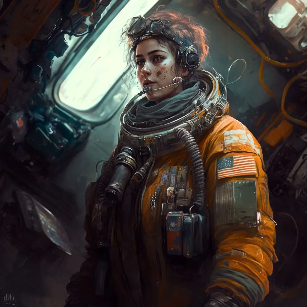 nicolasgandon61's tweet photo. Our dedicated mechanic, clad in her helmet and microphone, always ready to answer the call of the mission #spaceship #crew #mechanic #space #exploration #midjourney #missioncontrol #spacesuit #launch #lancement #orbital #spacestation #stationspatiale #spacewalk #promenade #rocket https://t.co/DCEmpdVJ9Z