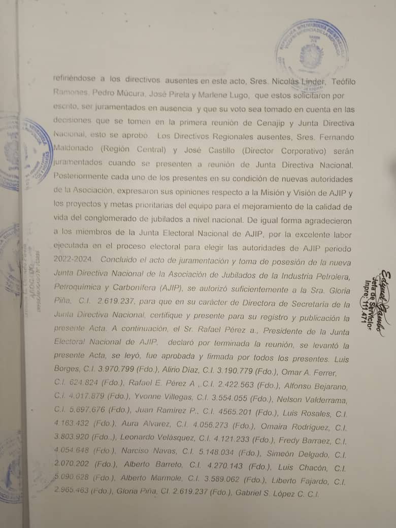 irmater's tweet image. sido Directivos de AJIP. La actual directiva electa por los agremiados está presidida por Ing Luis Borges como consta en documento anexo inscrito el 1-11-2022 ante Oficina Registro Público del 2do Circuito Mun Libertador Dto Capital bajo Nro 24 Tomo 30 Protocolo Transcripción.
