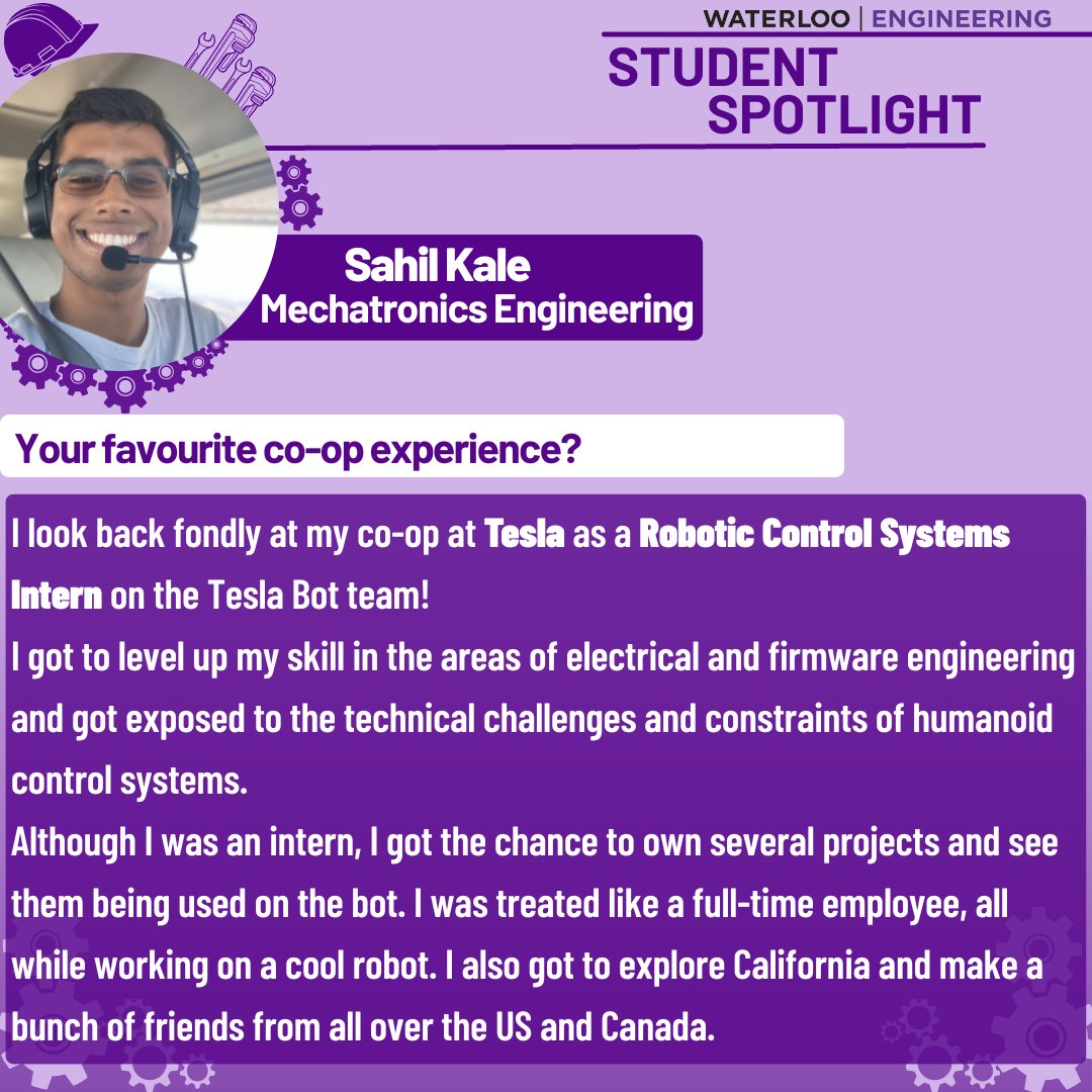 WaterlooENG's tweet image. Today&apos;s #WaterlooEngineering spotlight introduces us to Sahil Kale, 3rd year @UWaterloo Mechatronics Engineering student with a passion for all things robots and airplanes!

Read Sahil&apos;s full spotlight answers - bit.ly/3j25KMt