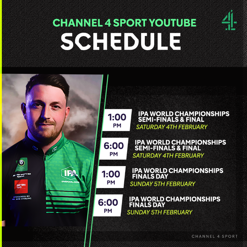 C4Sport's tweet photo. The @IPAPool World Championships are live and exclusive on our YouTube channel this week 🙌

#IPAWorldChampionships | #C4Sport