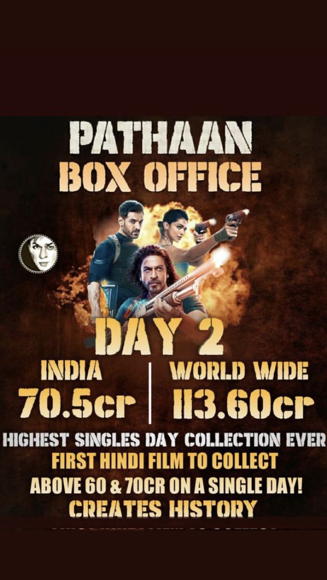 WChandarbhan's tweet photo. #Pathaan #PathaanCollection #ShahRukhKhan𓀠 #Dipikapadukone #india https://t.co/AbGZnSKj5n