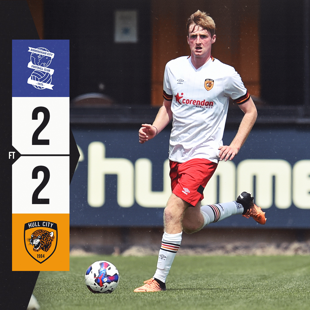 HullCityAcademy's tweet photo. FULL-TIME RESULT:

🔵 Birmingham City U21s 2-2 Hull City U21s 🐯

🗞️ The Under-21s receive a point in the #U21PDL away at the Wast Hills Training Ground, with Josh Hinds and Jevon Mills netting for Conor Sellars' side. 

🐯 #hcafc #hcafcU21 https://t.co/3rTtRpfbD0