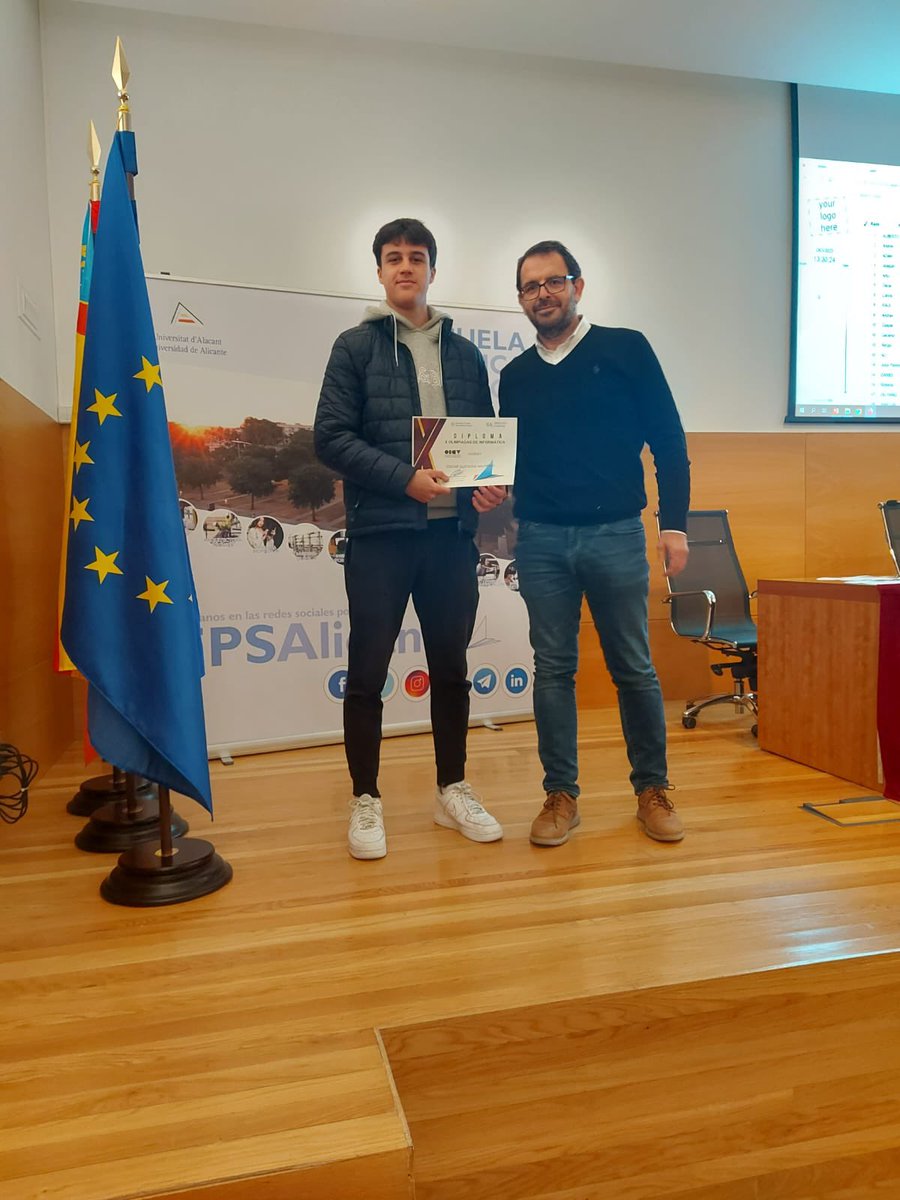 EPSAlicante's tweet photo. Enhorabuena a los ganadores de los accésits de las Olimpiadas de Informática en la UA 🙂👏🏻 #olimpiadasEPSAlicante #OICV2023 https://t.co/H4tsbX08YC