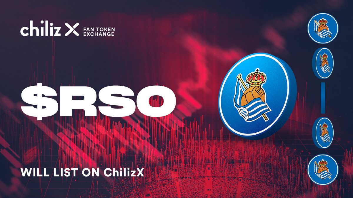 ChilizX's tweet photo. 📢 We are happy to announce that upcoming Wednesday we will list the @RealSociedad $RSO Fan Token on Chiliz𝐗

🗓 Wednesday, February 1st
⏰ 14:00 PM CET

More info 👉 https://t.co/OHtvRhf9YX

$RSO ⚡ $CHZ https://t.co/eqgo4rvsc9