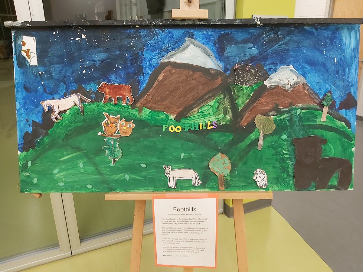 MrHuntersClass's tweet image. Students have been using art to show their learning of Alberta&apos;s natural regions.