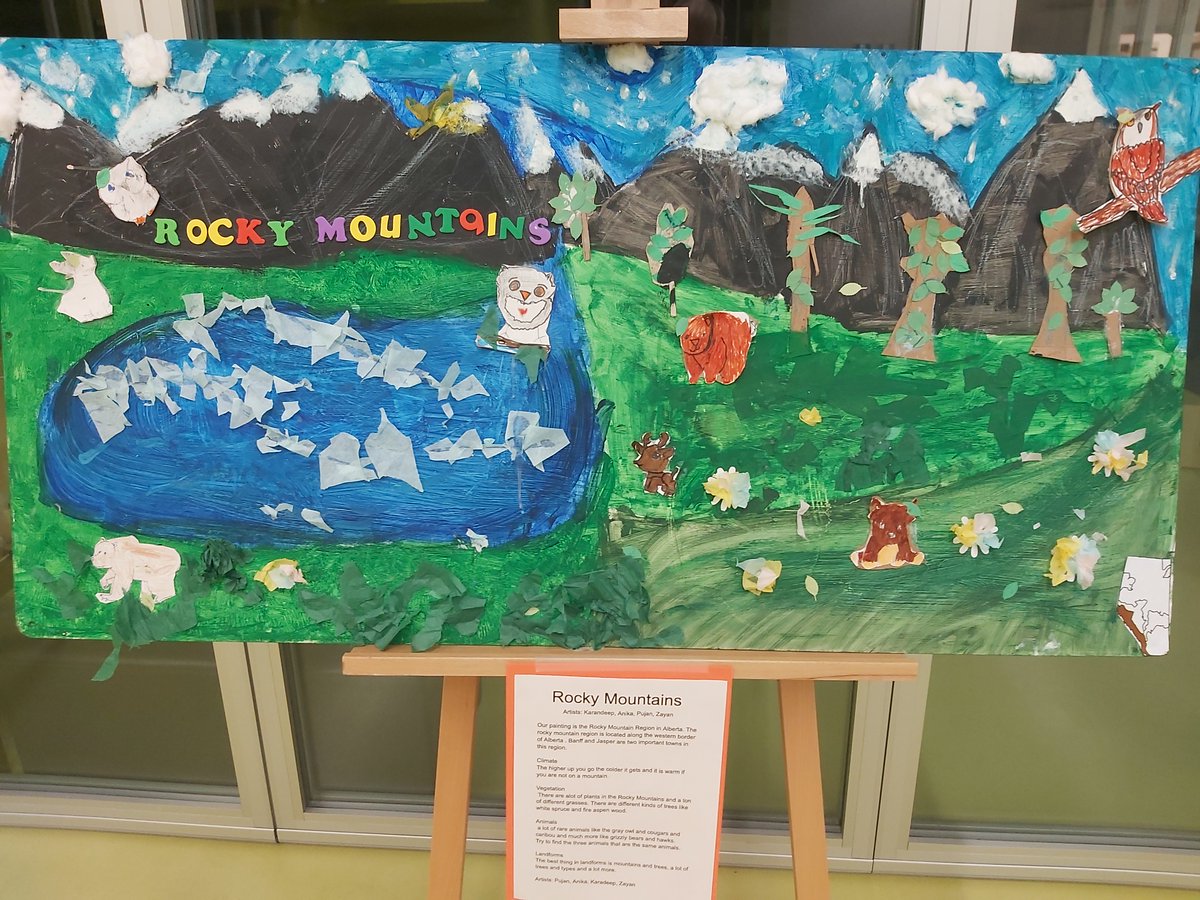 MrHuntersClass's tweet image. Students have been using art to show their learning of Alberta&apos;s natural regions.