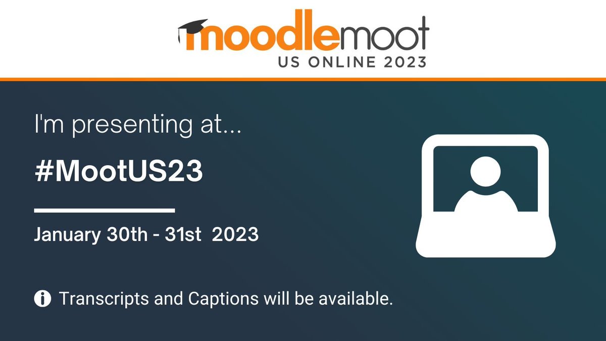 ChristopherM00's tweet photo. I am excited to announce that I will be presenting at  #mootus23 !

I will be sharing our experience with the @cincopa #moodle Assignment submission plugin, and how we are using it to implement a better experience for our students @escoffierschool https://t.co/H38tjBUWxM