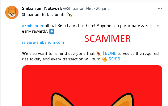 #SHIBARMY We're asking for your help to eliminate this scammer <a href="/ShlbariumNet/">Shibarium Network</a>

He pretends to be the official Shibarium account and tries to direct people to a malicious website by promising fake rewards,

Please report and block <a href="/ShlbariumNet/">Shibarium Network</a> ☠️