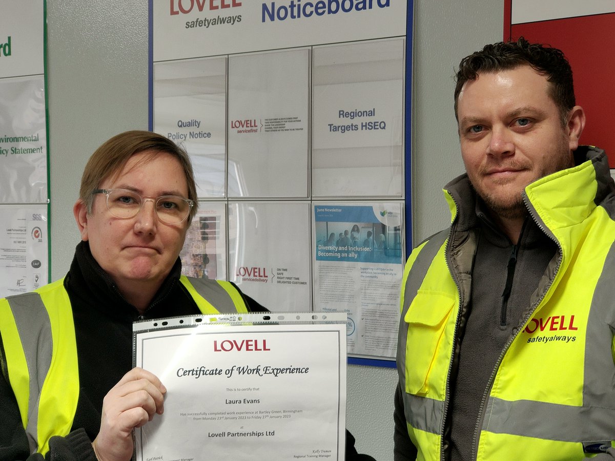 We are delighted to accommodate two more students from @southandcitycol Kian and Laura, both successfully completed a week of work experience in carpentry and bricklaying at our Monmouth Road development in Bartley Green, here pictured with Site Manager Matt Allen. @Lovell_UK