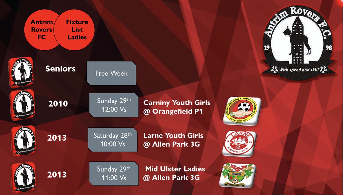 antrimroversfc's tweet photo. Antrim Rovers fixtures this weekend 🔴⚫🔴⚫ https://t.co/2GckxHsYOz