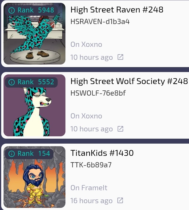 Very happy to have won the Egld giveaway offered by <a href="/TheTitanKids/">TITAN KIDS</a> + <a href="/HSWSSales/">High Street Wolf Society Sales</a> inside the HSWS discord (kindly they offered two giveaway for holders but don't have that much luck😆)

Minted a Titan 👶⚔️ and bought an OG Wolf 🐺 with his Raven 🦅

Was the winnings well spent?👀🫶