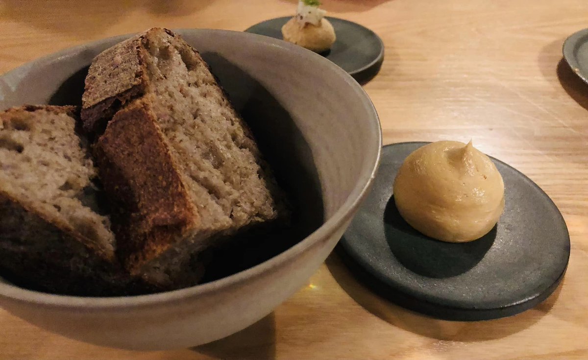 PennyJBarr's tweet photo. What a cracking #dinner at #HeronRestaurant last week - after some time out for reflection I've decided my #stardish was crab with celeriac, green apple and dense, dark rye bread. Tip of the hat to delicious hot, damp bread with dreamy crab butter too. (I like crab. And bread.) https://t.co/vfGpHb49Xu